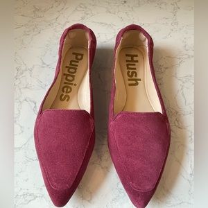 Hush Puppies Hazel Pointe Loafer in Rhubarb Red Suede